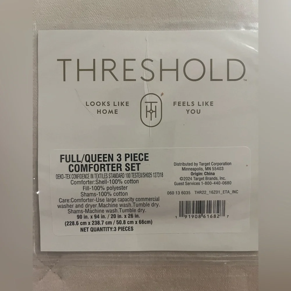 Full/Queen Cotton Velvet Comforter and Sham Set Khaki - Threshold